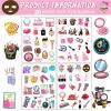 20 Sheets Spa Temporary Tattoos Pink Makeup Birthday Party Decorations Favors Spa Tattoos for Kids Girls Women Spa Birthday Party Supplies (400PCS) view 2