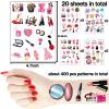 20 Sheets Spa Temporary Tattoos Pink Makeup Birthday Party Decorations Favors Spa Tattoos for Kids Girls Women Spa Birthday Party Supplies (400PCS) view 3
