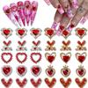30 Pcs Valentines Day Nail Charms 3D Alloy Nail Art Charms 3D New Heart Love Shape Red Valentine's Day Gems Design for Manicure Craft DIY Diamond Nail Rhinestone Manicure Accessories view 1