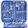 Manicure Set 16Pcs Nail Clippers Set Manicure Kit Professional Stainless Steel Pedicure Kit Nail Care Kit for Women Men with Luxurious Travel Bag, Suitable for Home, Travel, and Salon (Blue) view 1