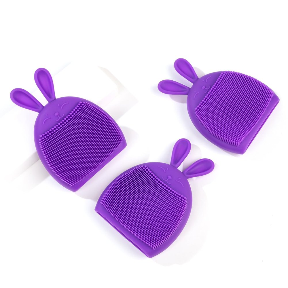 3 Pack Face Scrubber,Holinduk Soft Silicone Facial Cleansing Brush Face Exfoliator Blackhead Acne Pore Pad Cradle Cap Face Wash Brush for Deep Cleaning Skin Care