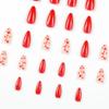 24Pcs Red Almond Press on nails Valentine's Day Fake Nails Medium Fake Nails Red Heart Nude False Nails Exquisite Acrylic Full Cover Glue on Nails Stick on Nails for Women Girl Manicure Decorations view 4