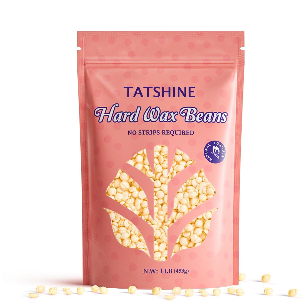 TATSHINE Hard Wax Beads, 1lb Hard Wax Beads for Thin Hair Removal, Gentle Cream Formula Waxing Beads for Facial, Eyebrow, Legs, and Body at Home Wax Refill for Women Men