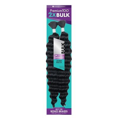 Sensationnel PremToo bulk weaving  2x deep human hair blend for boho, knotless box or curly loose wave styles - 1 pack (18 inch, 4 MEDBROWN)