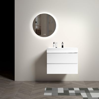 24 Modern LED Backlit Bathroom Mirror, Diffused Soft Light, Defogging Function, CRI>90, Adjustable Light Brightness & Temperature 3000K, 4500K, 6000K, 0.2" Thick High-Definition Silver Mirror