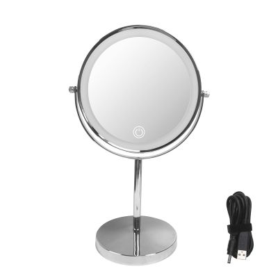3 Colors Dimmable LED Lighting, 1X/10X Double Sided Magnifying Cosmetic Mirror with Touch Control, 360Rotation, Bathromm Vanity Mirror, Desk Top Make Up Mirror (Chrome)
