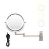 8-inch Wall Mounted Makeup Vanity Mirror, 3 Colors Led Lights, 1X/10X Magnification Mirror, 360 Swivel with Extension Arm (Brushed Nickel) view 2