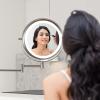 8-inch Wall Mounted Makeup Vanity Mirror, 3 Colors Led Lights, 1X/10X Magnification Mirror, 360 Swivel with Extension Arm (Brushed Nickel) view 3