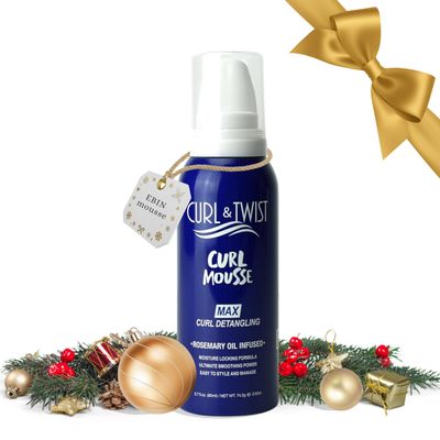 Curl & Twist Supreme Curl Detangling Mousse 2.7fl oz/ 80ml Travel Size Infused with Rosemary, Olive, and Castor Oil Adds Moisture Prevent Dryness Enhances Curl Definition and Manageability Lightweight