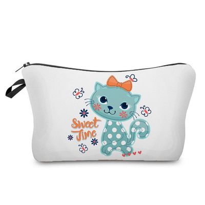 LESFEY Cat Travel Makeup Bag Cute Cartoon Cats Cosmetic Organizer Funny Make Up Bags Inspired Gifts Toiletry Pouch For Women
