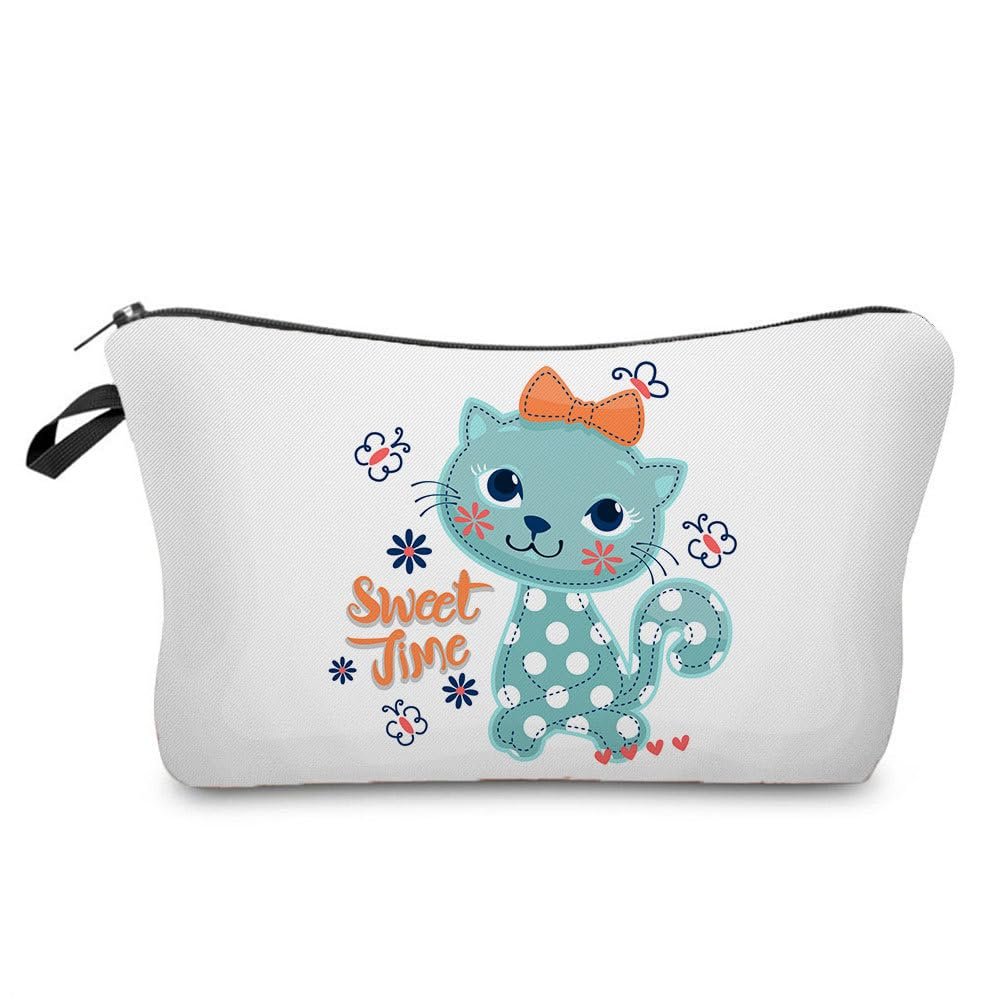 LESFEY Cat Travel Makeup Bag Cute Cartoon Cats Cosmetic Organizer Funny Make Up Bags Inspired Gifts Toiletry Pouch For Women