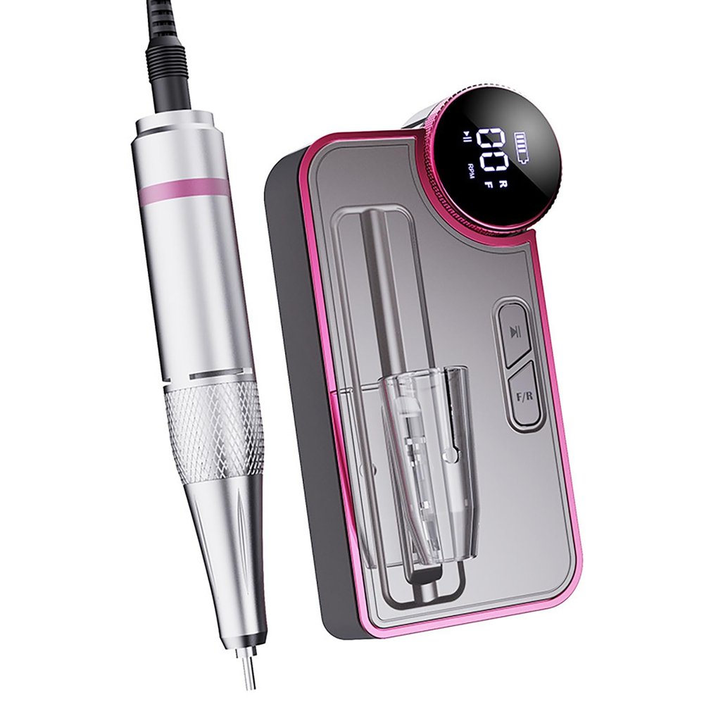 HYQFSAD 35000RPM Speed Portable Nail Drill, Rechargeable Electric Manicure Pedicure Set with 6 Sanding Heads, LED Digital Display, Manicure and Pedicure Set for Home Nail Salon Use (Color : Gray)