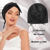 22 Momme 100% Mulberry Silk Hair Bonnet for Sleeping Curly Hair, Double-Layer Natural Silk Hair Wrap for Women, Silk Sleep Shower Cap with Elastic Band (Black) view 2