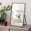 Numjeg Desktop Makeup Mirror with Black Metal Standing 90 Rotation Vanity Table Mirror Portable Cosmetic Mirror for Dressing Room Bedroom Bathroom Rectangle view 1