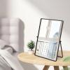 Numjeg Desktop Makeup Mirror with Black Metal Standing 90 Rotation Vanity Table Mirror Portable Cosmetic Mirror for Dressing Room Bedroom Bathroom Rectangle view 2
