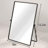 Numjeg Desktop Makeup Mirror with Black Metal Standing 90 Rotation Vanity Table Mirror Portable Cosmetic Mirror for Dressing Room Bedroom Bathroom Rectangle view 3