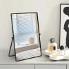 Numjeg Desktop Makeup Mirror with Black Metal Standing 90 Rotation Vanity Table Mirror Portable Cosmetic Mirror for Dressing Room Bedroom Bathroom Rectangle view 4