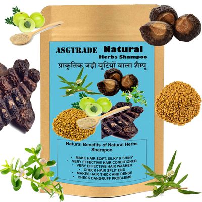 ASGTRADE Natural Hair Shampoo With Herbal Amla Reetha Shikakai Powder For Men & Women, Totally Organic | Reduce Hair Fall, Dandruff Control | Hair Growth