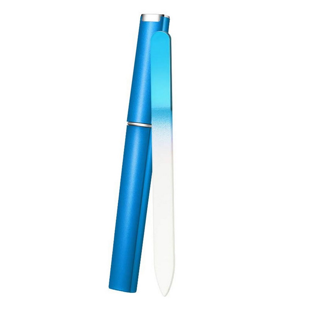 cdar Compact Nail File Nail File Faux Crystal Glass Non-porous Durable Reusable Colorful Design Manicure File for Healthy Nails Non-porous Nail File Blue