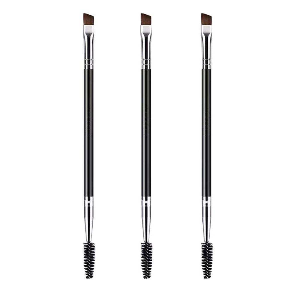cdar Nylon Bristles Eyebrow Brush 3pcs Double-headed Set Spiral Bevel Eye Makeup Plastic Handle Eyelash Professional Comb Tool Naturally Separated A