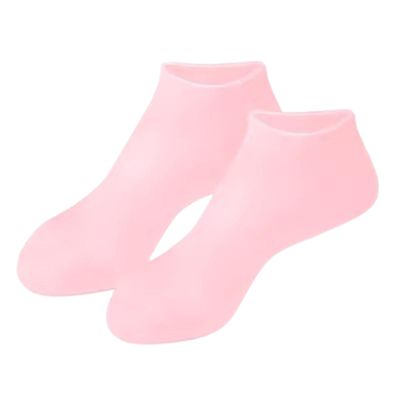cdar Beach Protective Socks Repair Cracked Heels Toes Cuticles 1 Pair Silicone Moisturizing Reusable Soft Smooth Skin Foot Spa Pedicure for Dry Pink