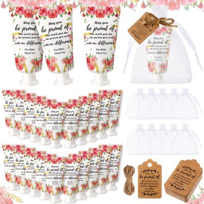Dansib 48 Sets Employee Appreciation Gifts Thank You Team Gifts Hand Mini Lotion Bulk Inspirational Travel Size Hand Cream for Christmas Stocking Stuffer Employee Coworker Team Staff Teacher(Floral)