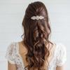 EVER FAITH Bridal Crystal Barrette Clip for Women, Weadding Gorgeous Simulated Pearl Marquise Hair Accessories for Bride Bridesmaid Clear Silver-Tone view 2