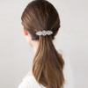 EVER FAITH Bridal Crystal Barrette Clip for Women, Weadding Gorgeous Simulated Pearl Marquise Hair Accessories for Bride Bridesmaid Clear Silver-Tone view 3