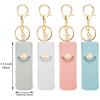4-in-1 Lipstick Case - PU Leather Lip Balm Organizer with Chapstick Holder Keychain + Travel Storage Case for Women (Pink, Blue, Gray, White) view 2