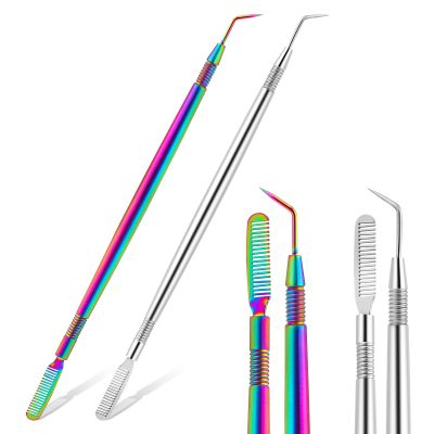 2 in 1 Eyelash Lift Perm Tool, 2 PCS Dual-End Stainless Steel Lash Separator Tool Professional Reusable Metal Lash Lift Rods with Comb for Eyelash Eyebrow Perming Tinting Curling Extensions Supplies