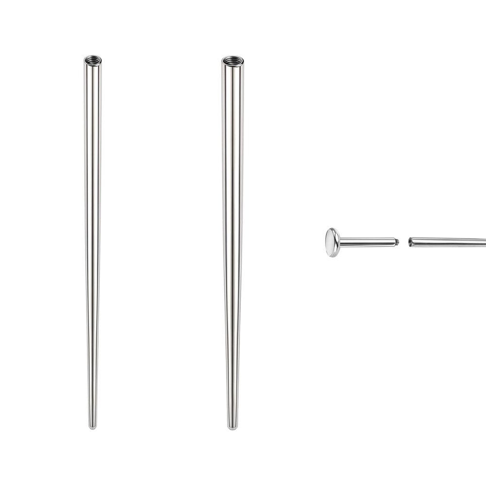 BodyAce 14G 16G 18G 20G Piercing Taper, Stainless Steel Threadless Insertion Pin Screw On Assistant Tool, Curved Body Piercing Stretching Kit for Ear/Nose/Navel/Lip/Eyebrow [Hollow Bar]