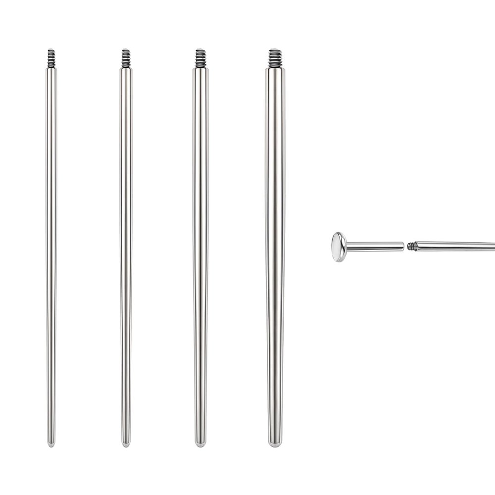 BodyAce 14G 16G 18G 20G Piercing Taper, Stainless Steel Threadless Insertion Pin Screw On Assistant Tool, Curved Body Piercing Stretching Kit for Ear/Nose/Navel/Lip/Eyebrow [Internal Thread]