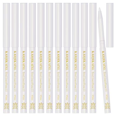 12Pcs White Eyeliner Pencils Professional Use as Highlighter,Lip Line Pen Long-lasting Nice Color Eye Brow Gel Pen Makeup Brow Tint Pencils Beauty Makeup Tools