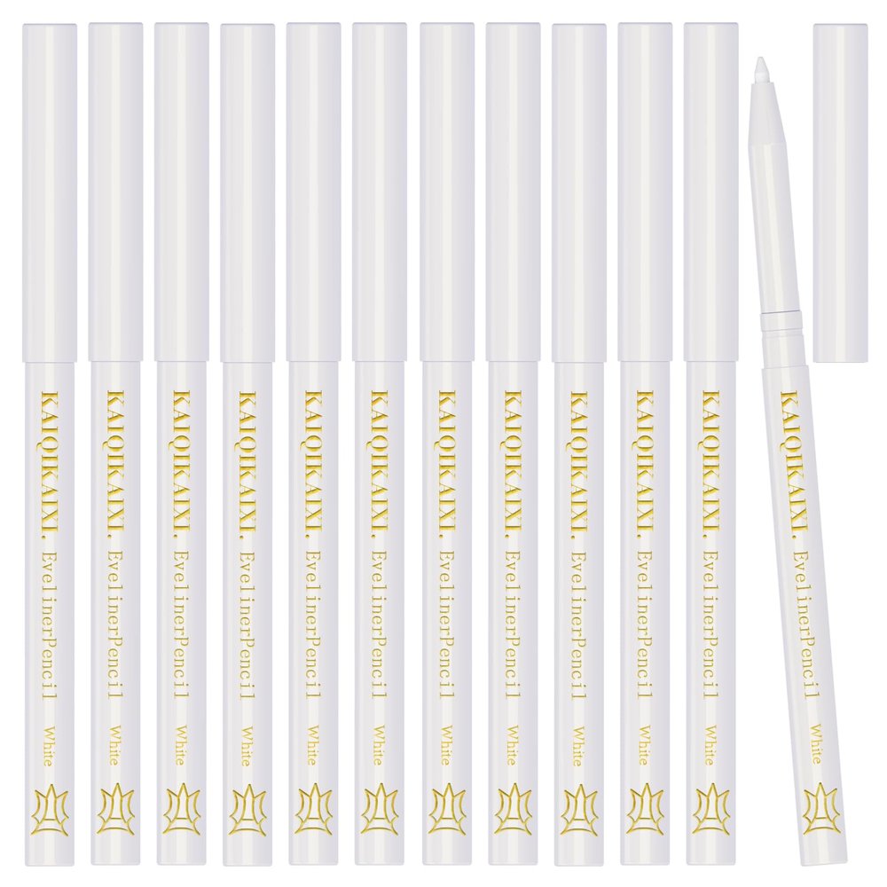 12Pcs White Eyeliner Pencils Professional Use as Highlighter,Lip Line Pen Long-lasting Nice Color Eye Brow Gel Pen Makeup Brow Tint Pencils Beauty Makeup Tools