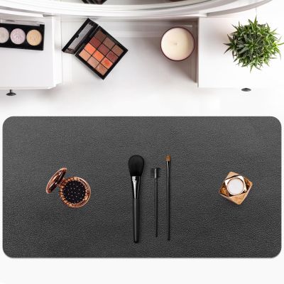 Makeup Mat for Vanity - Waterproof | Oil-Proof | Dust-Resistant | Soft and Comfortable Desk Protection, Ideal for Makeup Tables and Workbenches (15.7"X31.5", Black)