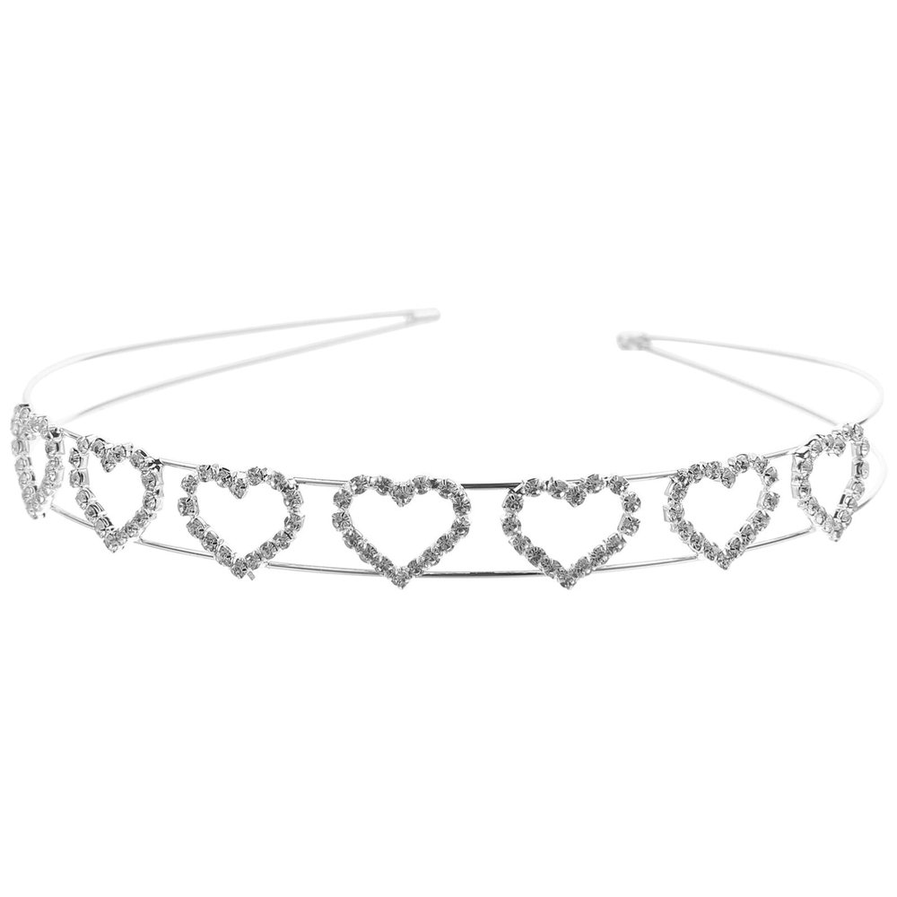 Beaupretty Valentines Day Headband Heart Headband Rhinestone Heart Headband Metal Headpiece Sweet Love Heart Hairband for Women and Girls