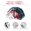 Abstract Paint Splashes Double Layer Waterproof Shower Cap - Women's Lightweight, Portable, Soft, Reusable Bath Accessory view 4