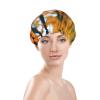 Autumn pattern Double Layer Waterproof Shower Cap - Women's Lightweight, Portable, Soft, Reusable Bath Accessory view 2