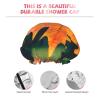Autumn pattern Double Layer Waterproof Shower Cap - Women's Lightweight, Portable, Soft, Reusable Bath Accessory view 4