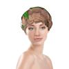 Teal Flower on Plank Double Layer Waterproof Shower Cap - Women's Lightweight, Portable, Soft, Reusable Bath Accessory view 2