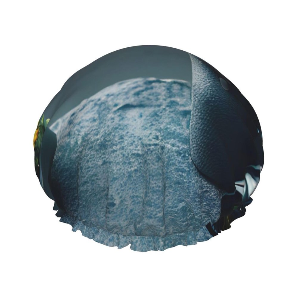 3D Graphics Universe Space Double Layer Waterproof Shower Cap - Women's Lightweight, Portable, Soft, Reusable Bath Accessory