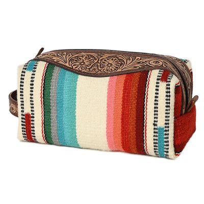 American Darling Toiletry Hand Tooled Saddle Blanket Fabric Genuine Leather Western Women Bag Handbag Purse | for Cute