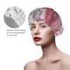 Pink White Marble Pattern Double Layer Waterproof Shower Cap - Women's Lightweight, Portable, Soft, Reusable Bath Accessory view 3