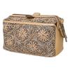 American Darling Western Hand-Tooled Leather Vanity Case Organizer | Handcrafted Travel Makeup Bag with Handle and Secure Zip Closure view 1