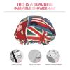 Double Layer Waterproof Shower Cap for Women - Lightweight, Portable, and Reusable Bath Accessory for Long Hair England Symbols view 4