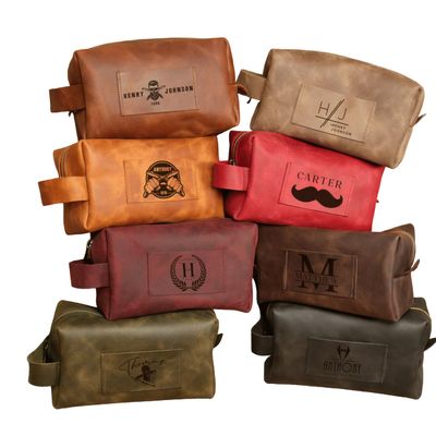 asrincodesigns Custom Mens Leather Travel Toiletry Bag  Personalized Dopp Kit with Zipper  Handmade Grooming Organizer for Business Trips, Gym or Camping  27 Leather Variations Available