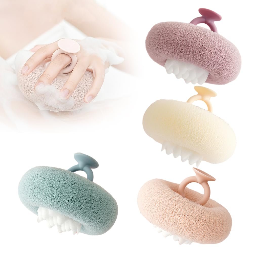 4 PCS Super Soft Sunflower Suction Cup Bath Ball, 2026 New Super Soft Bath Sponge Flower 2-in-1 Sunflower Bath Balls, Soft Exfoliating Bath Sponge Shower Ball Shower Puffs for Body Washing