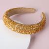 Gmmidea Pearl Rhinestone Women Headband Fashion Bling Beaded Crystal Diamond Headband Glitter Bejeweled Padded Hairband Holiday Girls Headpiece Sparkle Hair Accessories C-Gold view 2