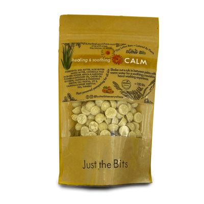 Calendula & Turmeric- Organic.Calm Butter Bits lotion bars-for dry hands in to-go sustainable packaging. Vegan- Organic- No Beeswax- ingredients clean enough to eat! (Medium - 100 Just the Bits)