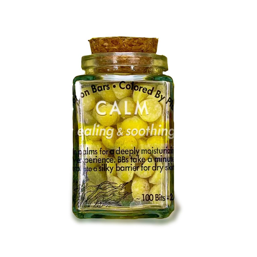 Calendula & Turmeric- Organic.Calm Butter Bits lotion bars-for dry hands in to-go sustainable packaging. Vegan- Organic- No Beeswax- ingredients clean enough to eat! (Medium - 100 Bits in Jar)